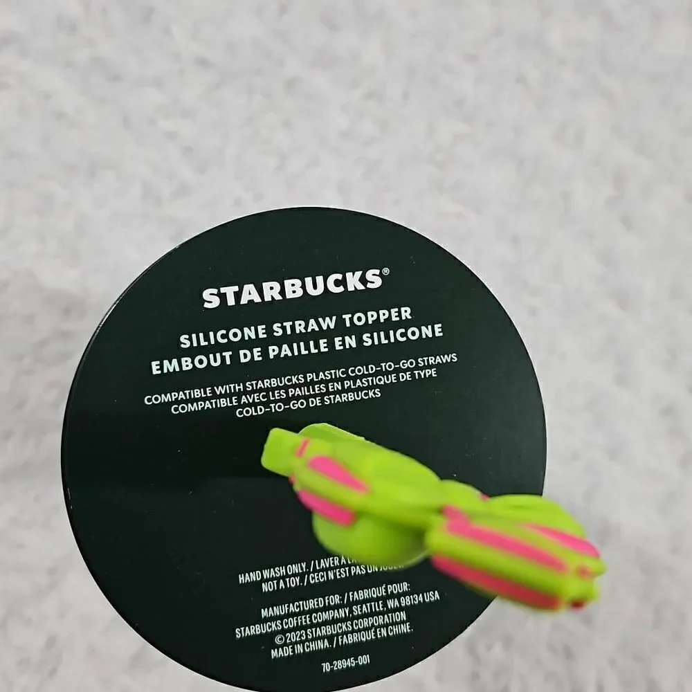 Starbucks 2023 Christmas Holiday Ribbon With Silicone Bow Straw Topper Tumbler V